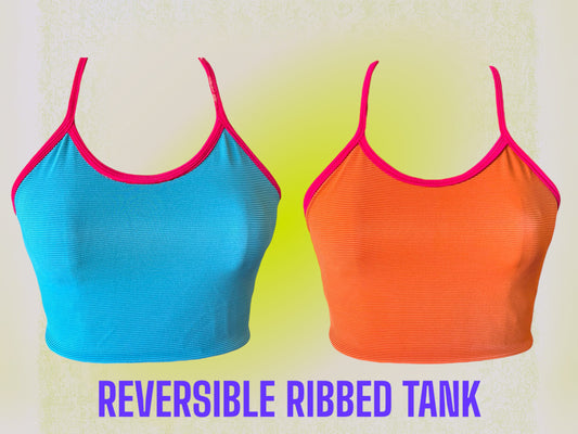 L - Teal Ribbed Reversible Tank