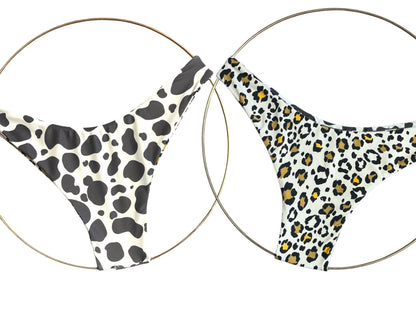Reversible Animal Print Low Rise Bikini Bottoms