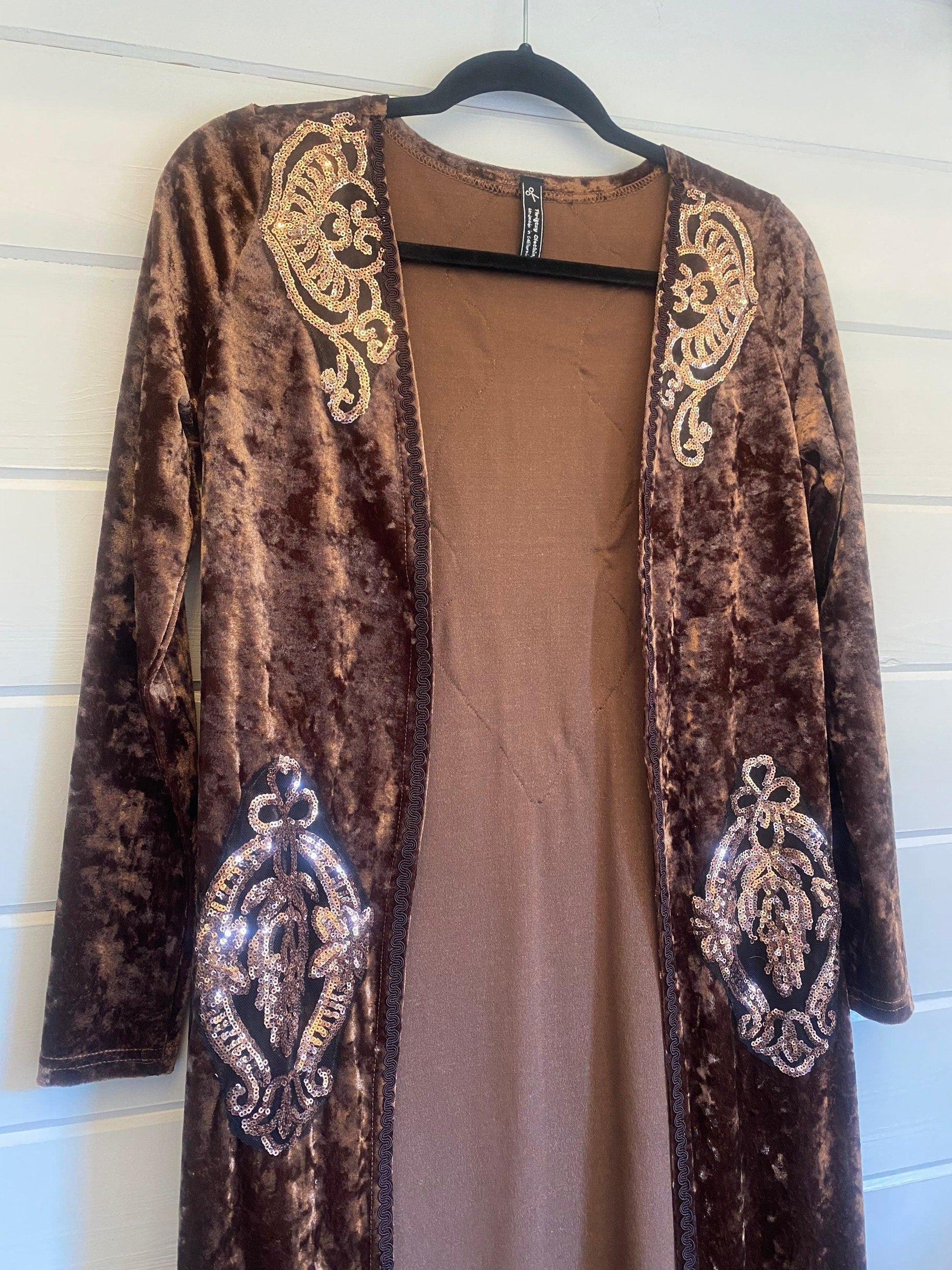 Velvet Sequin Fringe Kimono - Arly
