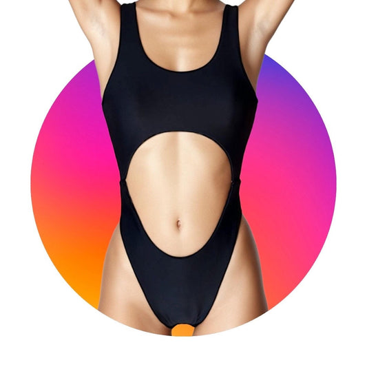 Black High Cutout Swimsuit
