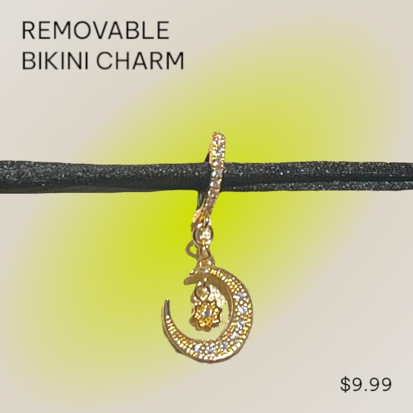 Clip On Bikini Charm Gold Moon