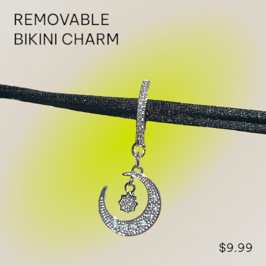 Clip On Bikini Charm Silver Moon