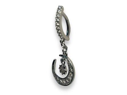 Clip On Bikini Charm Silver Moon