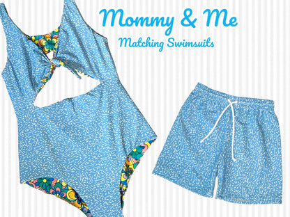 2T Boys Retro Flower Swim Shorts