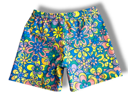 2T Boys Retro Flower Swim Shorts